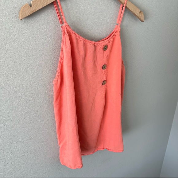 Staccato Tank Top Pink/Orange/Peach Button Detail Dressy Size Large - Picture 3 of 13